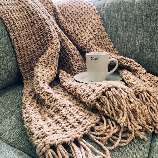 Chunky Crochet Blanket Pattern - Chunky Crochet Afghan Pattern - Chunky Crochet Pattern - Beginner Crochet Blanket Pattern - Cora Blanket
