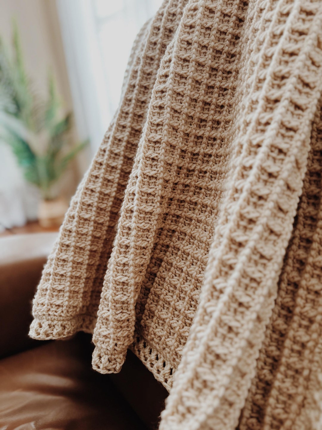 Tunisian Crochet Waffle Stitch Blanket Pattern (PDF Download)