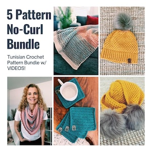 Tunisian Crochet Pattern Bundle w/ VIDEOS | Tunisian Crochet Blanket Pattern | Tunisian Crochet Beanie Pattern | Tunisian Crochet Scarf