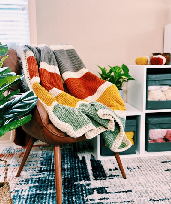 Tunisian Crochet Fall Blanket Pattern: Easy THDC Throw (PDF Pattern)