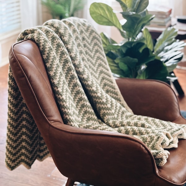 Crochet Blanket Pattern - Crochet Ripple Moss Stitch Pattern - Crochet Pattern - Intermediate Crochet Blanket Pattern - Riley Blanket
