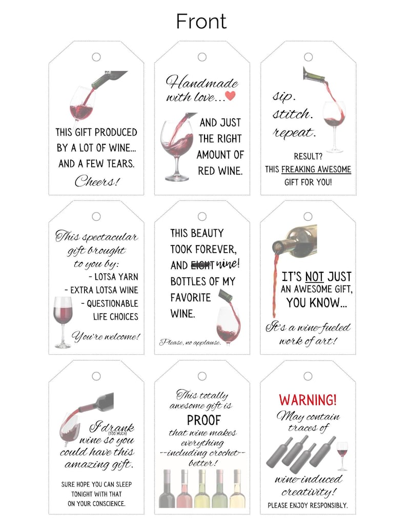 Wine and crochet go hand-in-hand and these 9 crochet gift tags  will leave no doubt about your love for wine!