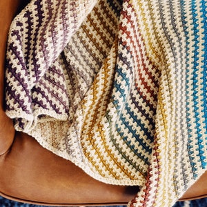 Couverture rayée d'un coin à l'autre au crochet - Couverture au crochet - Couverture au crochet pour intermédiaires - The Penny Blanket