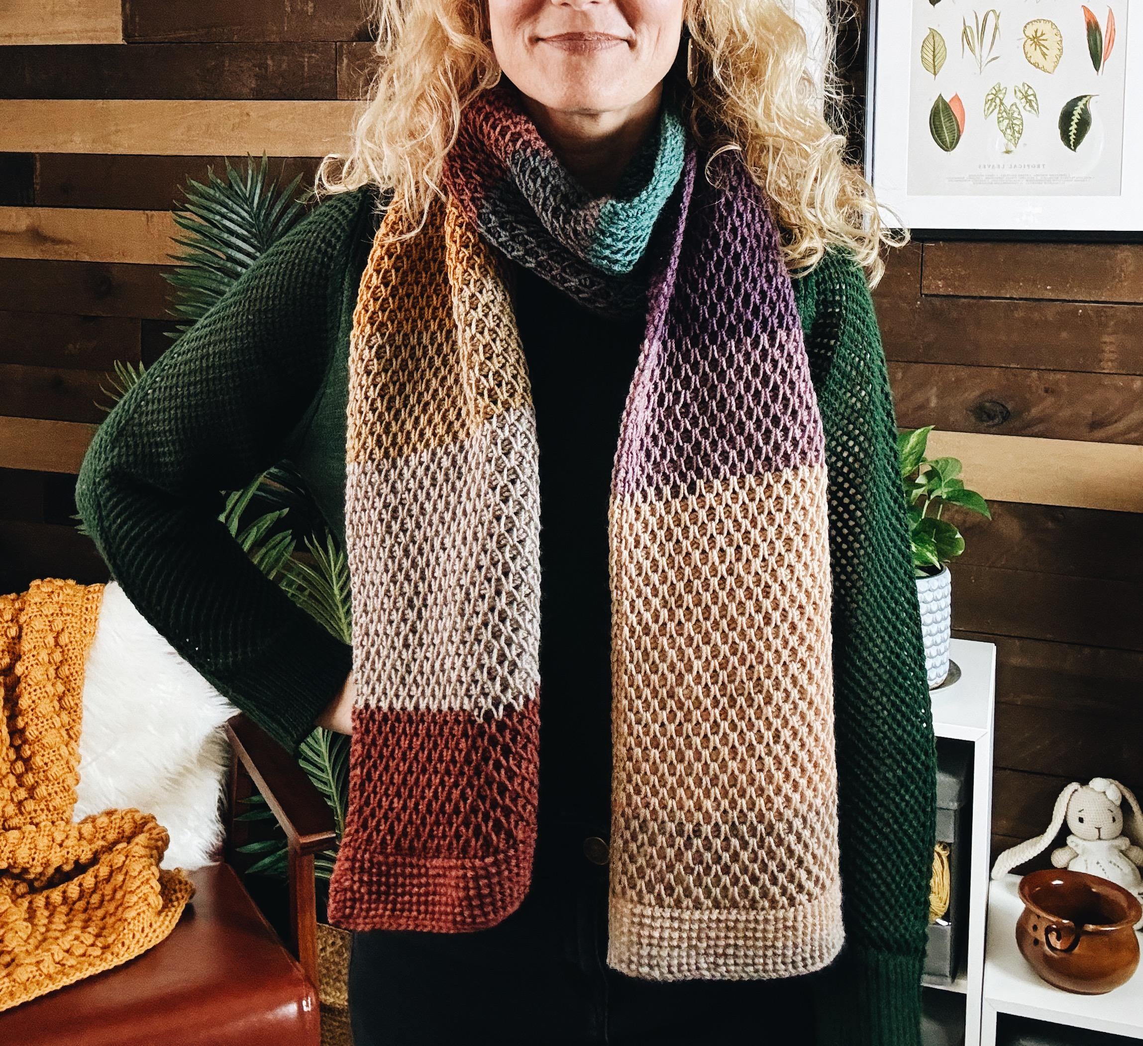 40 Crochet Techniques Patterns with Tunisian Scarves, Doilies, and Filet Designs 15 Tunisian Crochet Scarf Pattern: Easy Striped Design
