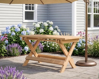 5x2 Folding Picnic Table Plans, DIY Wooden Foldable Outdoor Table PDF
