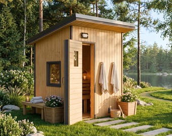 Planos para sauna exterior de 6x6 pies – Cabaña de sauna para jardín (hágalo usted mismo)
