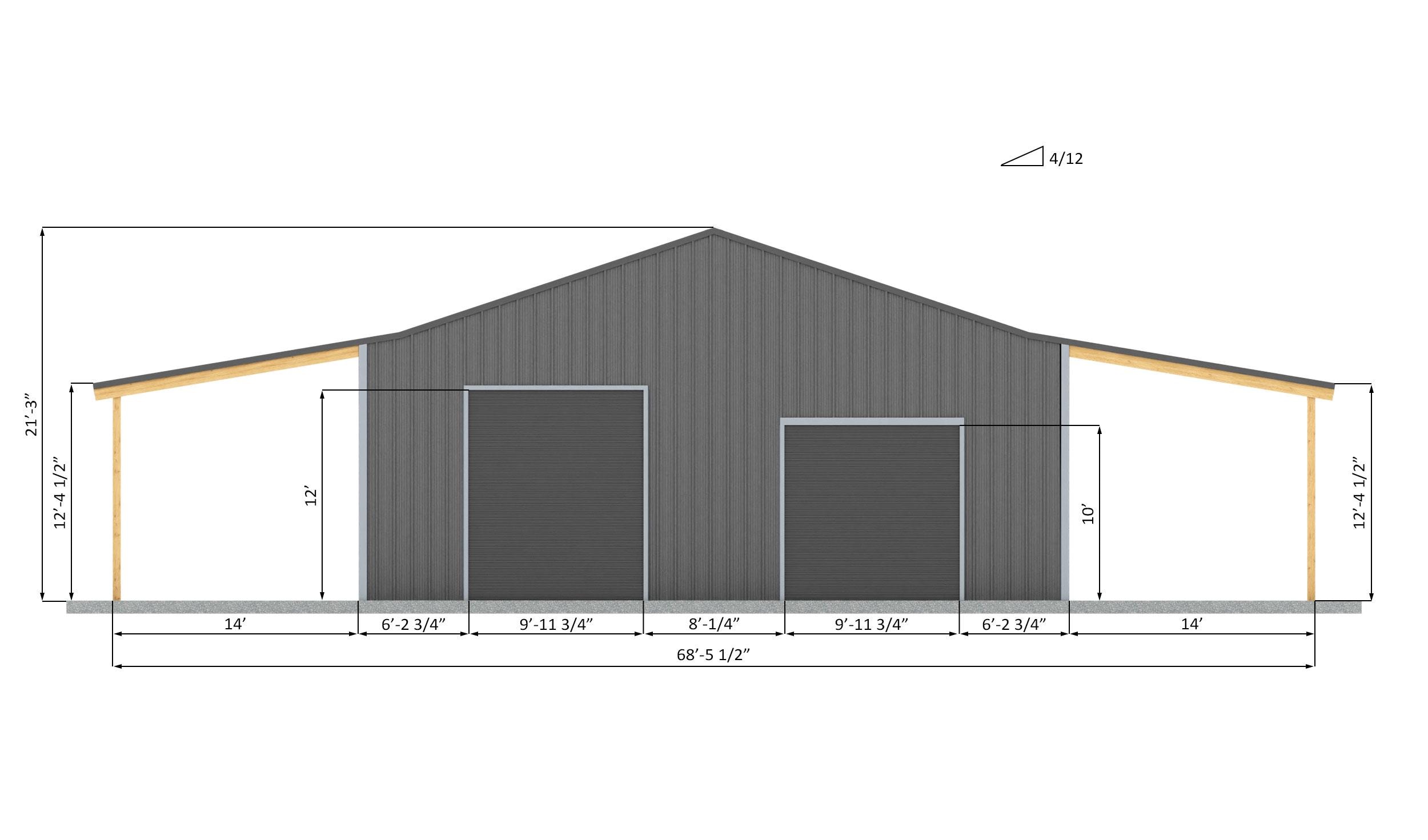 40x40 Pole Barn Plans | Garage Workshop Plan With Carports PDF - Etsy