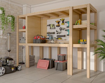 3x10 Garage Workbench with Shelves Plans (PDF)