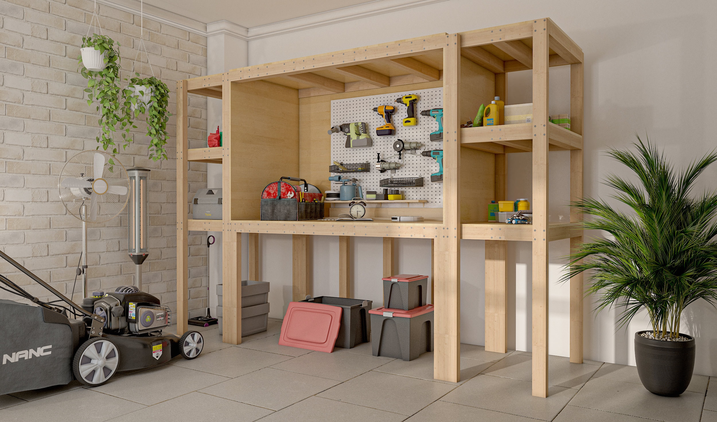 3x10 Garage Workbench With Shelves Plans PDF Etsy UK
