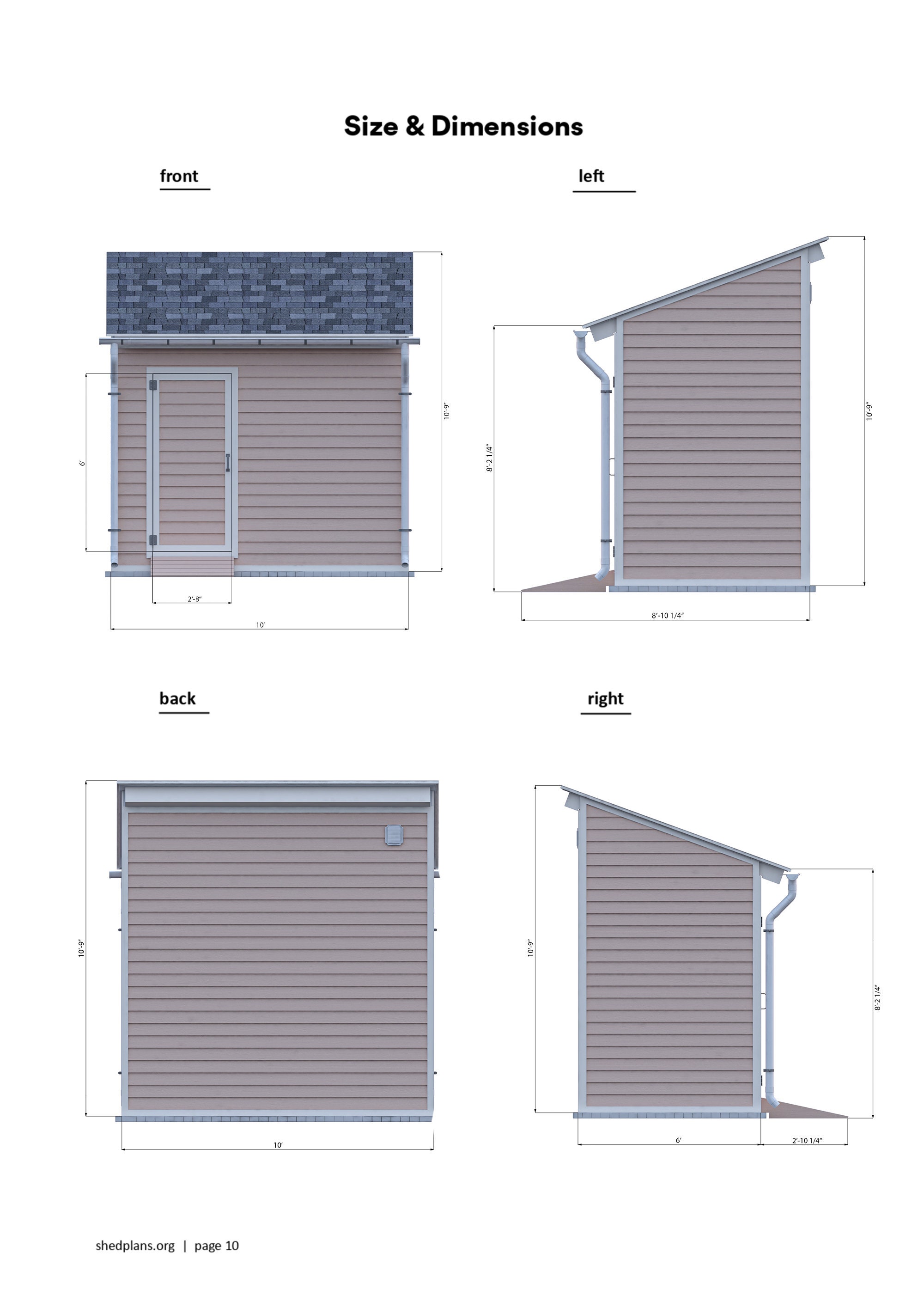 6x10 Shed Plans DIY Lean to Storage Shed - Etsy