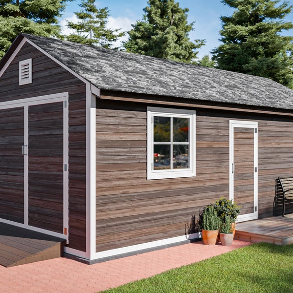 12x24 Shed Plans Gable Garage Shed PDF Download