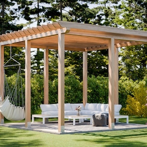 Patio Pergola Plans - 16x16 Large Backyard Patio Shade Design PDF