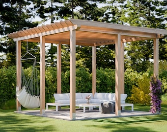 Patio Pergola Plans - 16x16 Large Backyard Patio Shade Design PDF