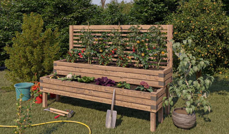 2 tier raised garden bed view