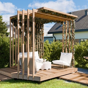 Wood Pergola Plans PDF - 10x12 DIY Modern Backyard Patio Design
