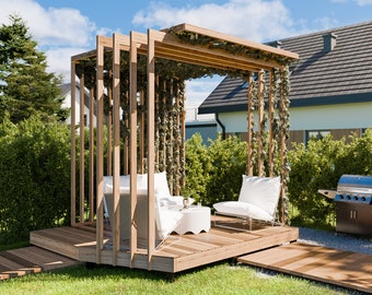 Wood Pergola Plans PDF - 10x12 DIY Modern Backyard Patio Design