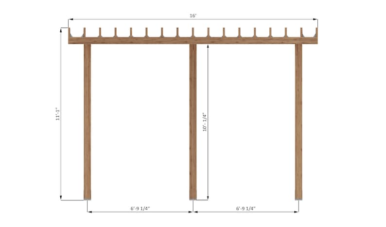 16x16 Attached To House Pergola Plans