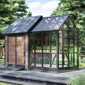 8x15 DIY Greenhouse-Shed Plans With Gardening Shelves