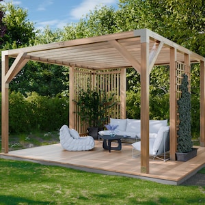 Outdoor Pergola Plans PDF - 16x16 DIY Garden Canopy Pergola Blueprint