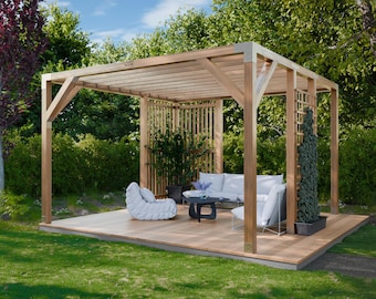 Outdoor Pergola Plans PDF - 16x16 DIY Garden Canopy Pergola Blueprint