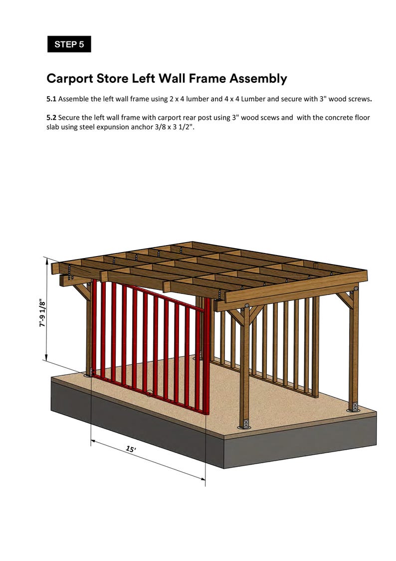 20x30 modern carport wall frame assembly