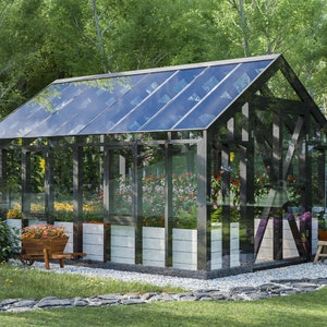Grote serreplannen 12 x 16 doe-het-zelfkas met tuinbedden