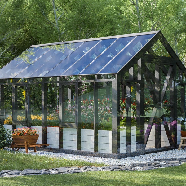 Large Greenhouse Plans 12x16 DIY Greenhouse With Garden Beds
