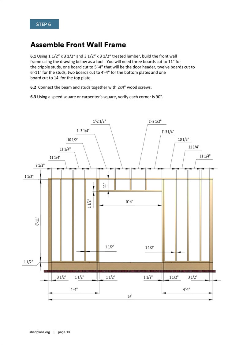 10x14 wooden gable storage shed wall framing