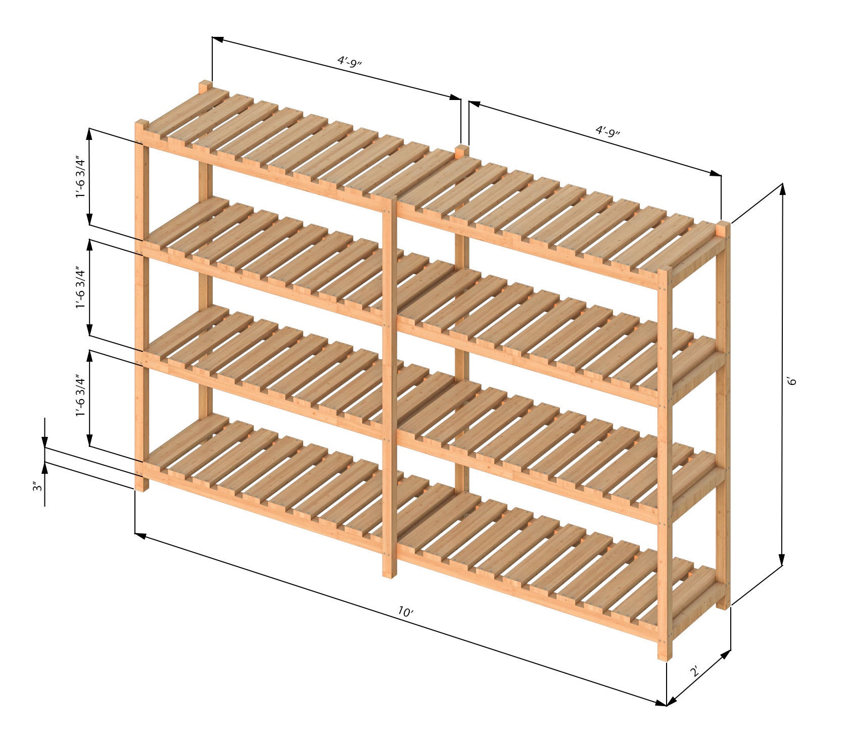 10x2 Garage Shelving Unit Plans PDF Etsy