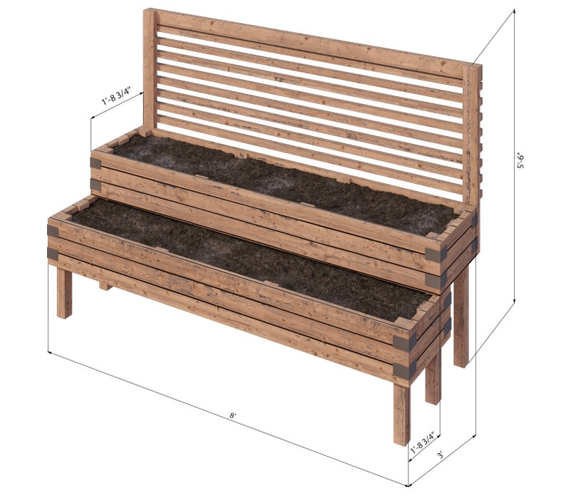 2 tier raised garden bed dimensions