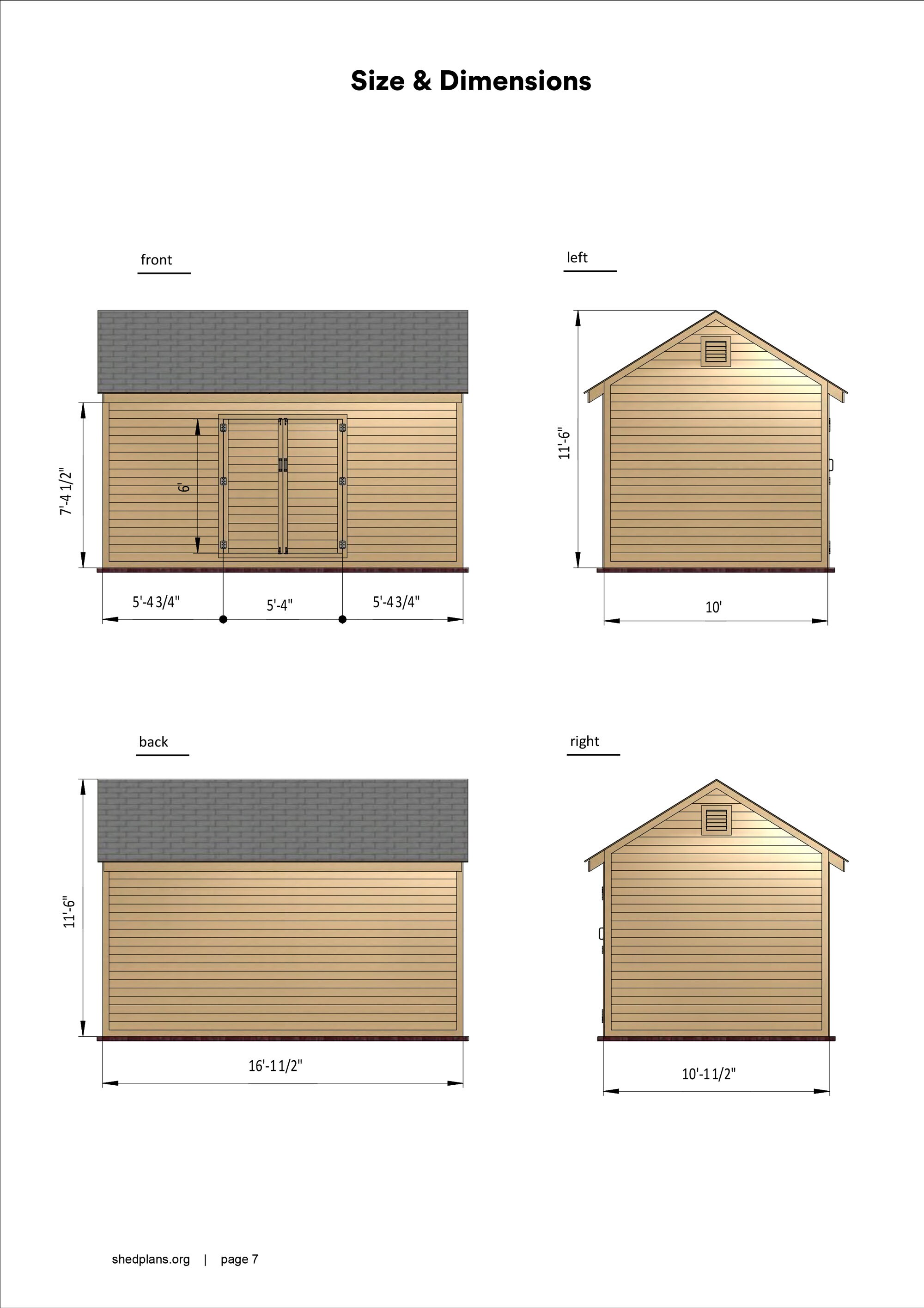 10x16 Shed Plans DIY Gable Storage Shed - Etsy
