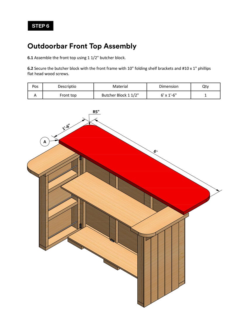 5x2 Folding Outdoor Bar Plans - Space Saving Backyard Furniture - Etsy