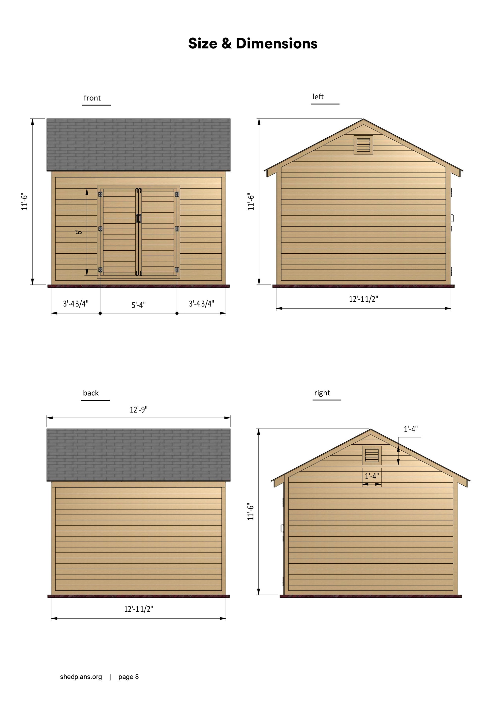 12x12 Shed Plans DIY Gable Storage Shed PDF Download - Etsy