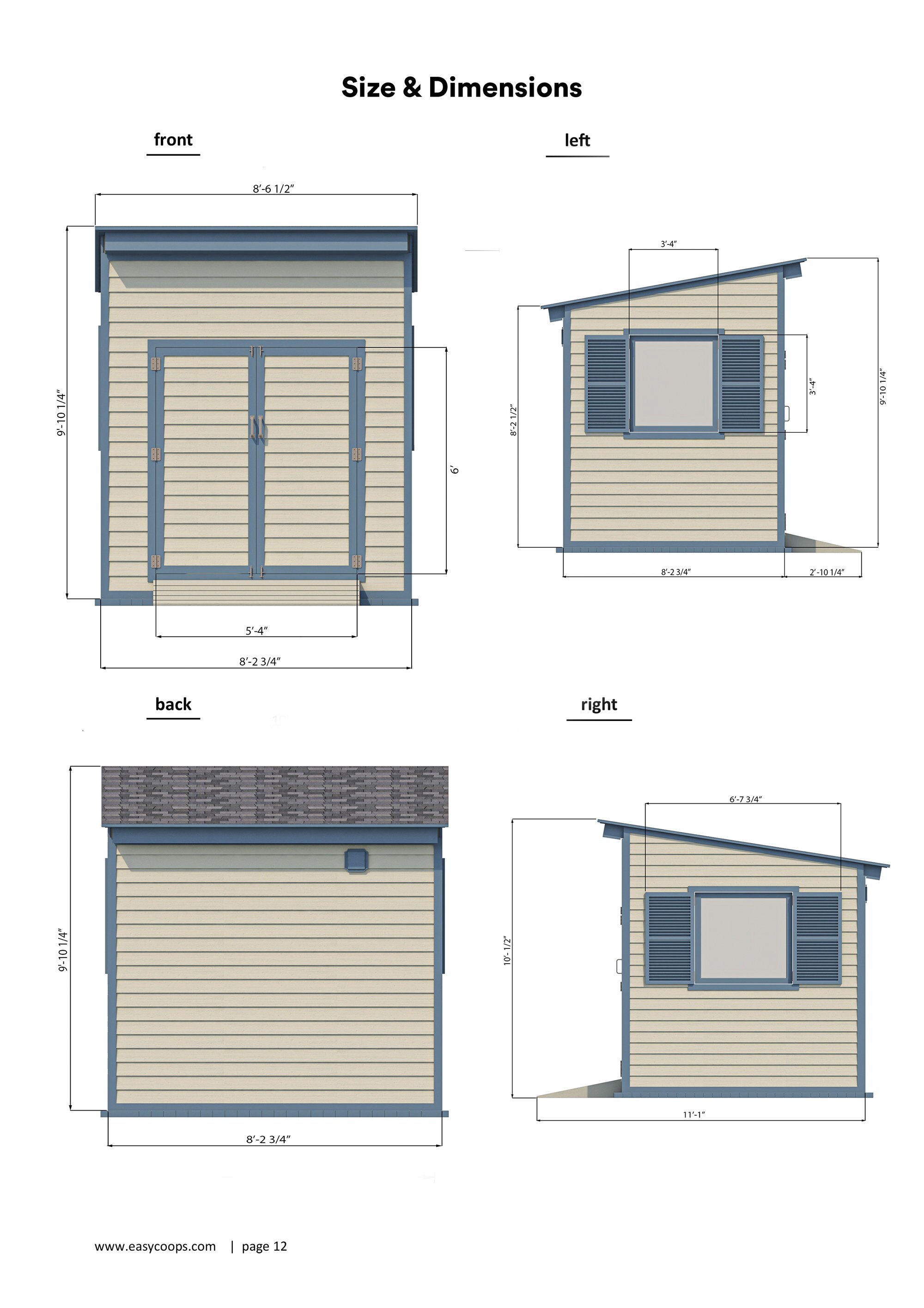 8x8 Shed Plans DIY Lean to Garden Shed PDF - Etsy