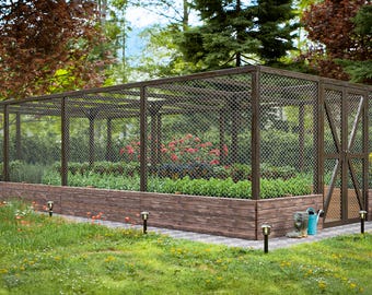 16x32 Raised Garden Bed Plans with Deer Fence - Large DIY Garden Beds Blueprint PDF