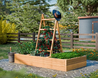 Raised Garden Bed With Ladder Trellis DIY Plans (Digital download PDF)