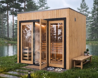 8x9屋外サウナの設計図、DIYモダンサウナキャビン