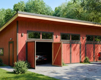 26x38 ガレージ小屋プラン | スタジオ、ワークショップ、または車両保管