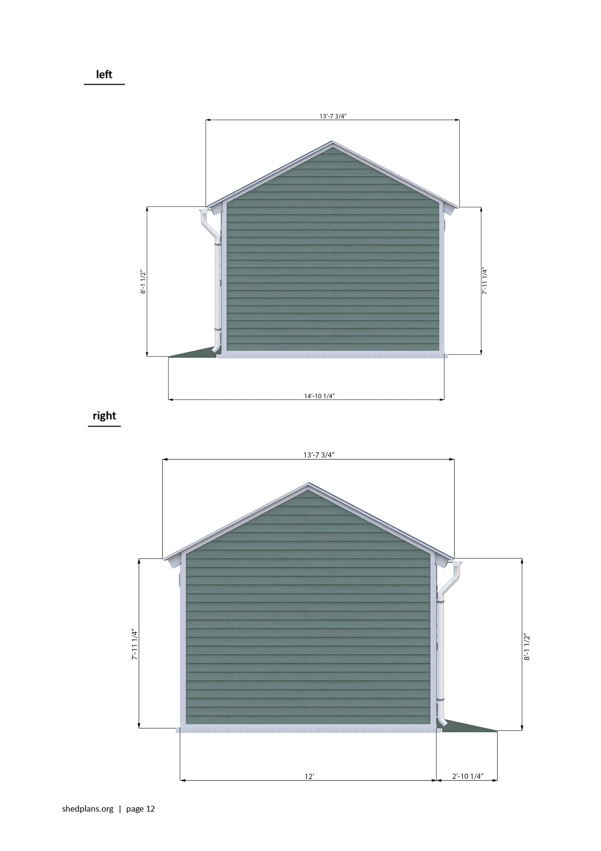 Shed Plans 12x24 Gable Storage Shed PDF - Etsy