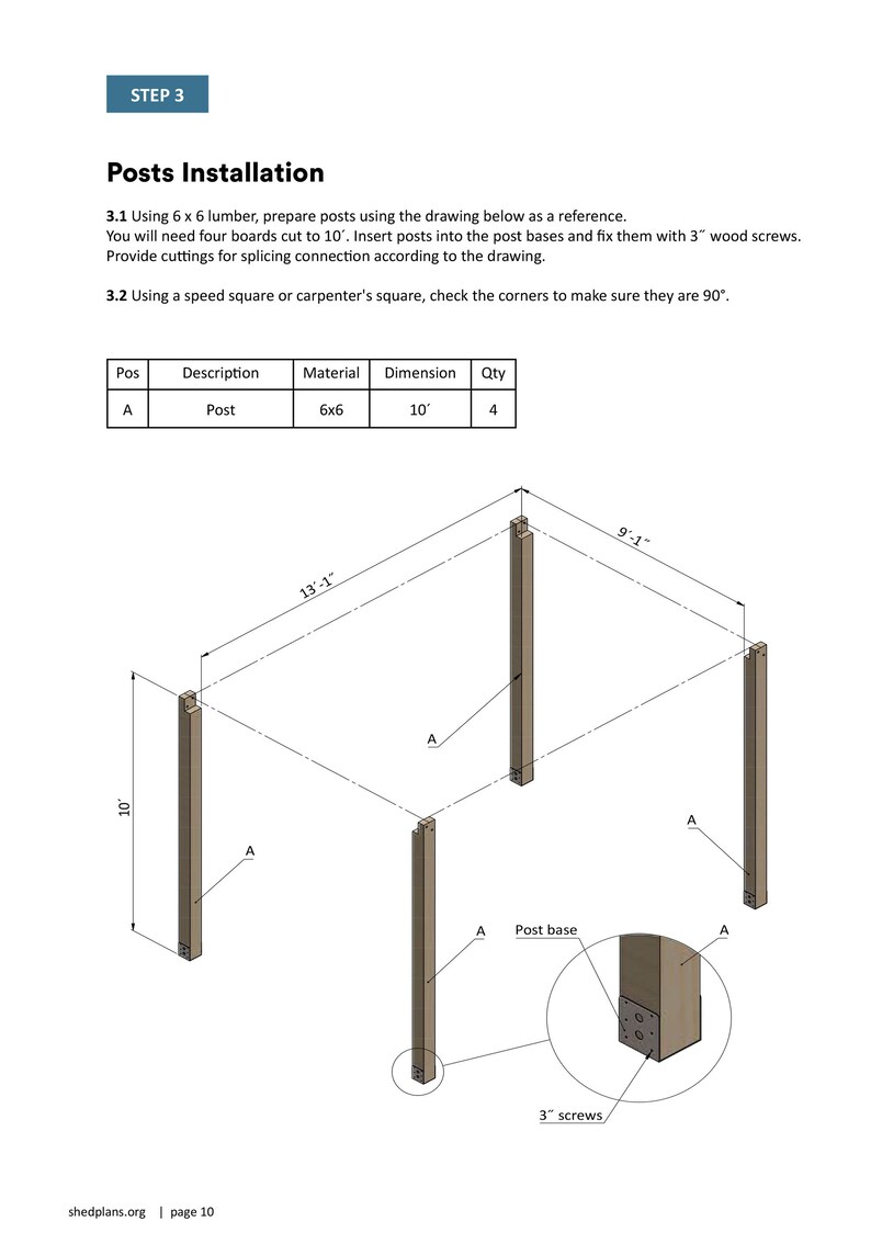 12x16 canopy pergola posts