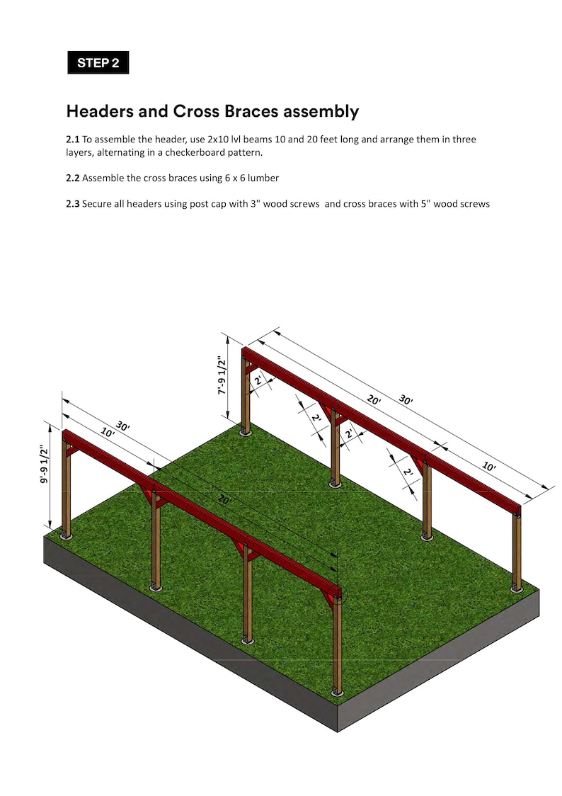 20x30 modern carport headers cross braces assembly