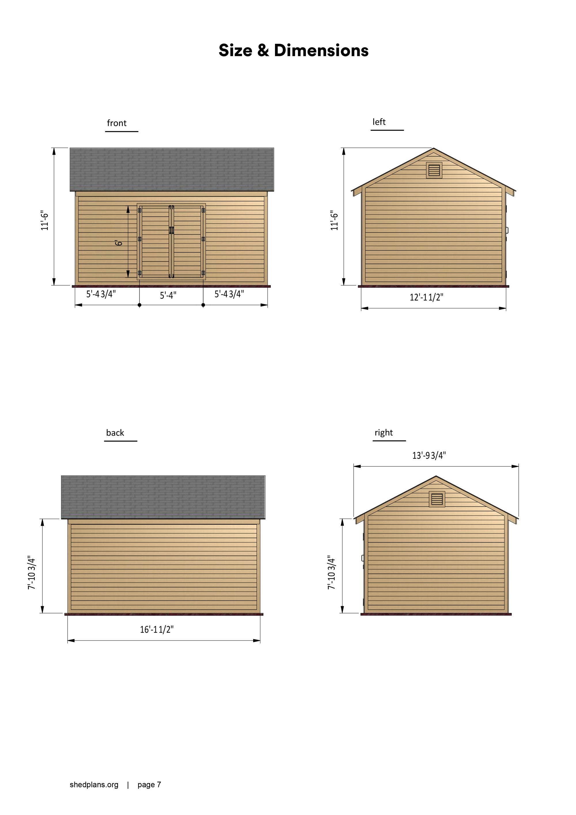 12x16 Shed Plans Gable Storage Shed PDF - Etsy