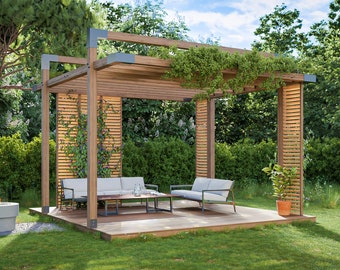 16x16 木製パーゴラ DIY プラン（デッキ付き）（PDF） - Etsy 日本