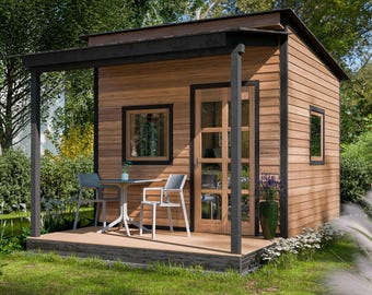10x10 モダンオフィス小屋（ポーチ付き）プラン