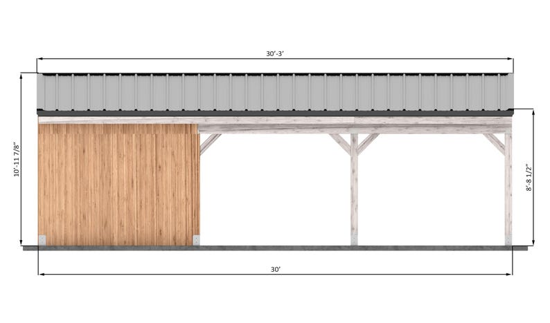 20x30 modern carport with storage back side dimensions
