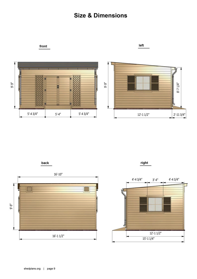12x16 lean to garden shed dimensions