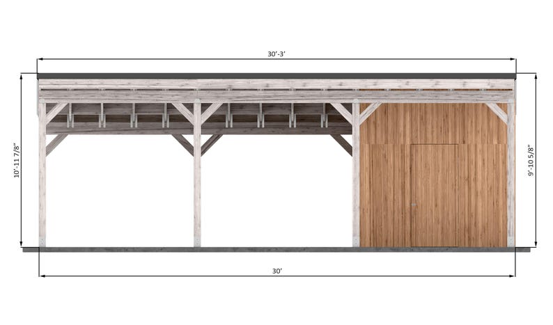 20x30 modern carport with storage front side dimensions