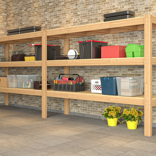 2x16 Two-bay Garage Storage Shelves Plans (PDF)