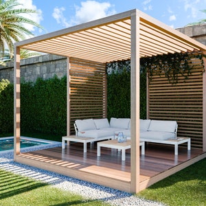 Wood Pergola Plans PDF - 10x10 DIY Freestanding  Garden Pergola Design