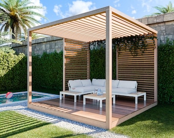 10x10 DIY Freestanding Garden Pergola Plans PDF